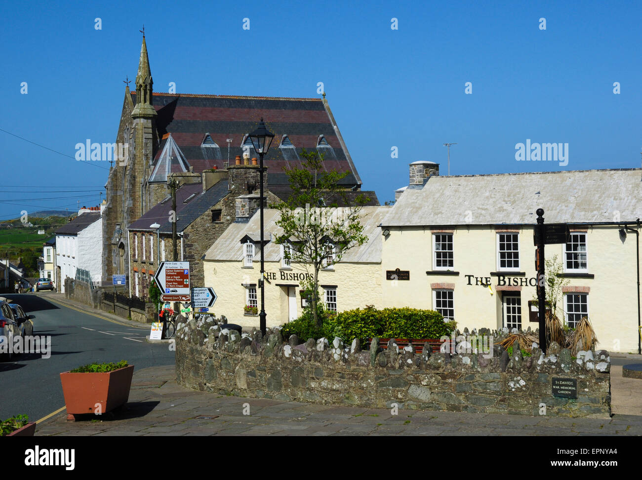 Cross Square and Goat Street, St David's, Pembrokeshire, Wales Stock Photo