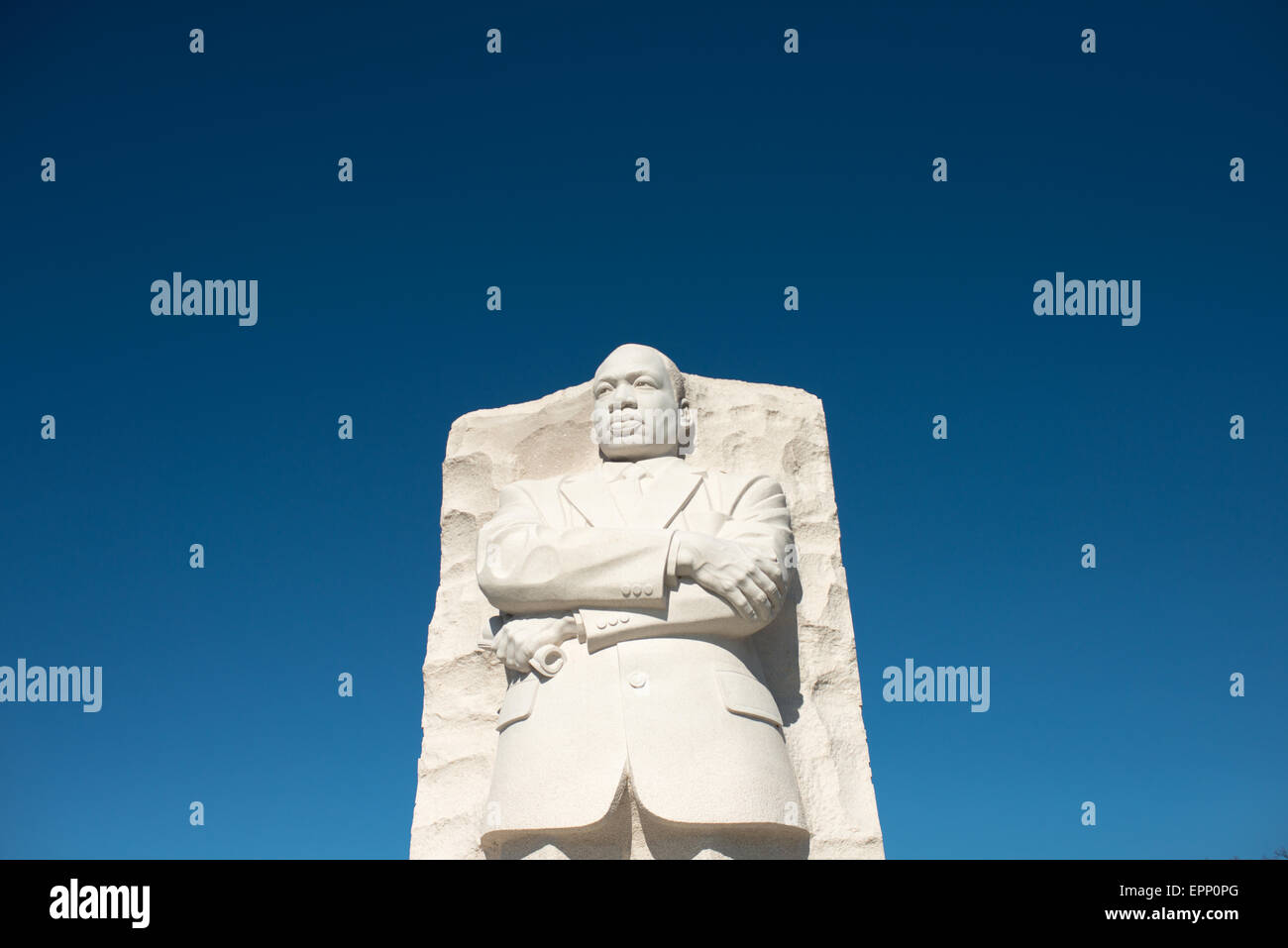 WASHINGTON DC, USA - The central statue at the heart of the memorial, sculpted by Lei Yixin. Opened in 2011, the Martin Luther King Jr Memorial sits on the banks of the Tidal Basin in Washington DC and commemorates the civil rights leader. Stock Photo