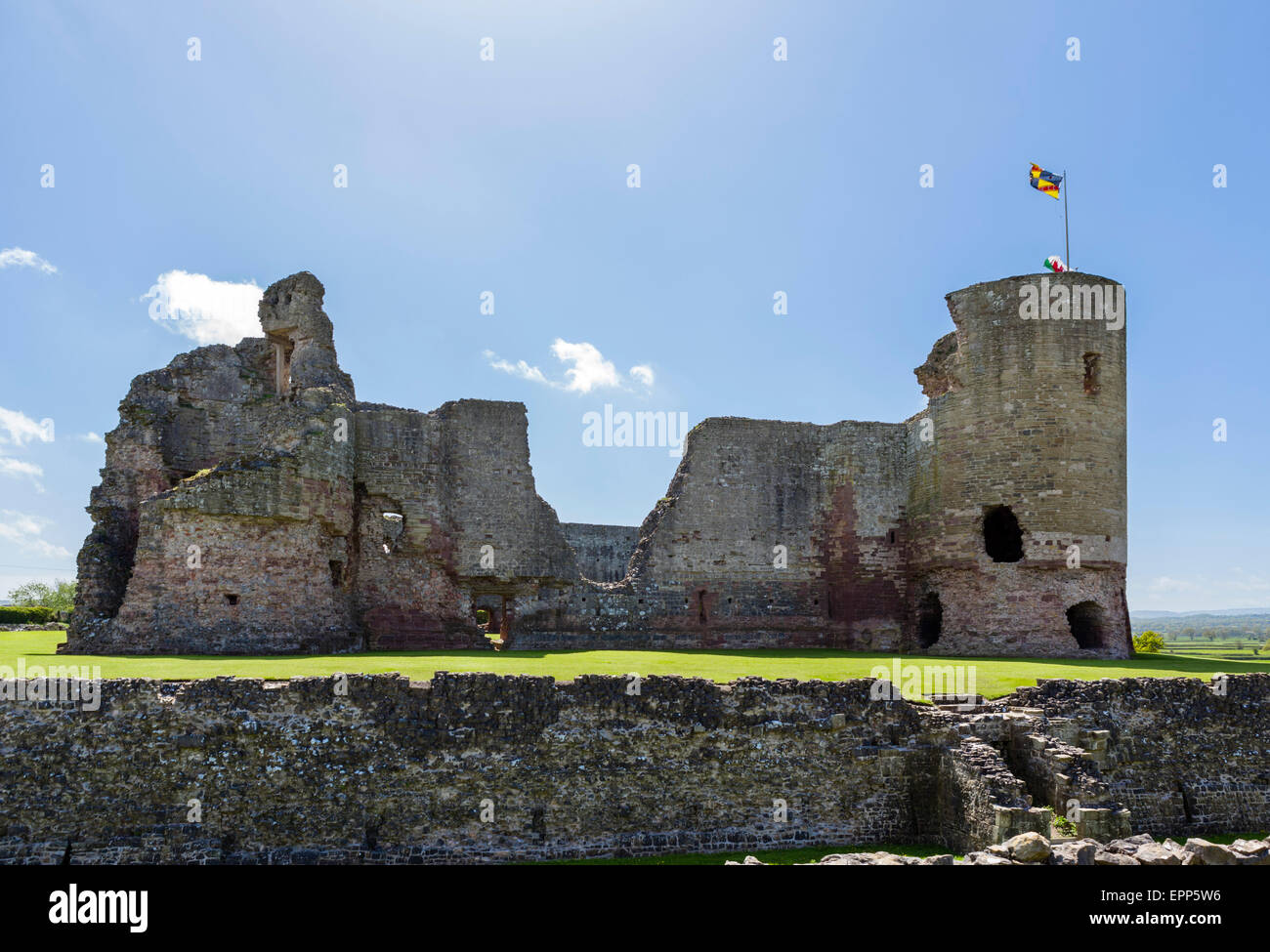 The ruins of Rhuddlan Castle on the River Clwyd, Rhuddlan, Denbighshire