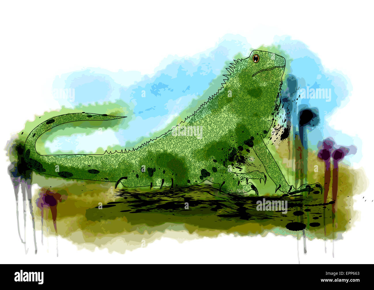 Iguana sketch hi-res stock photography and images - Alamy