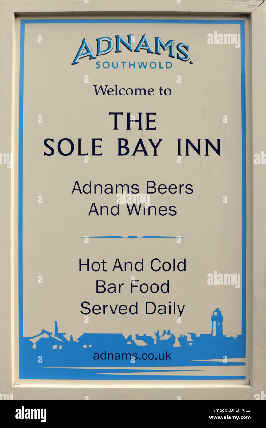 Adnams beers and wines at the Sole Bay Inn pub at Southwold, Suffolk, England, UK. Stock Photo