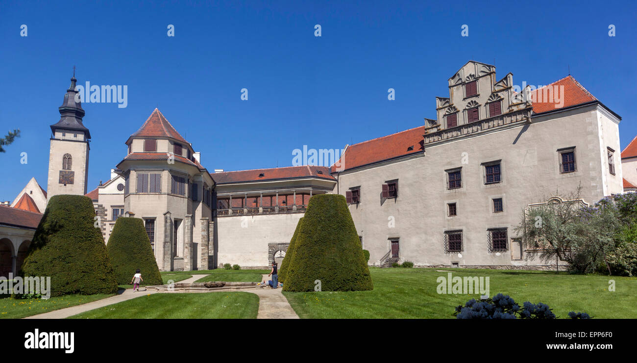 Telc Castle Garden, Czech Republic, UNESCO town Stock Photo