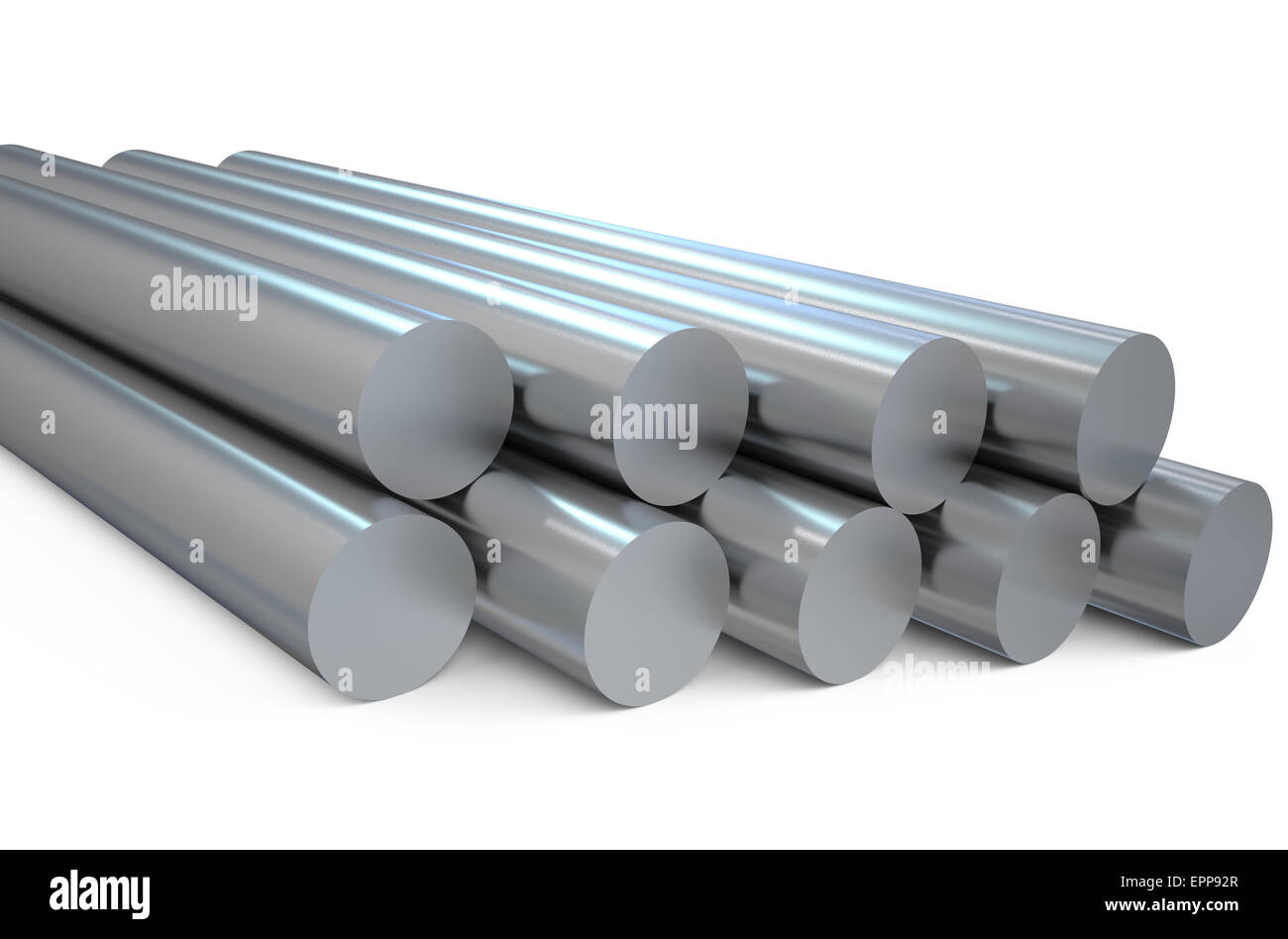 steel round bars isolated on white background Stock Photo - Alamy