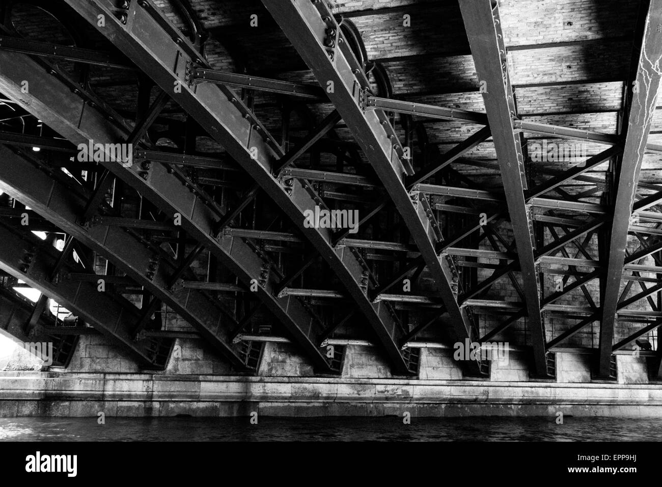 Beneath Pont de la Tournelle across the River Seine, Paris, France Stock Photo