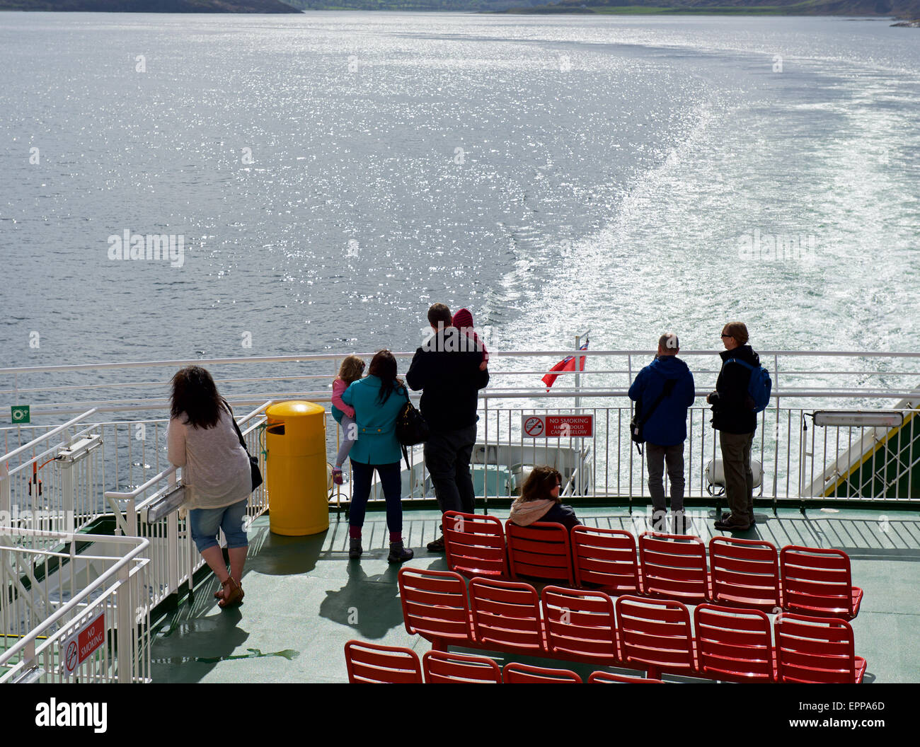 Passengers on CalMac car ferry between Ullapool and Stornoway, Scotland