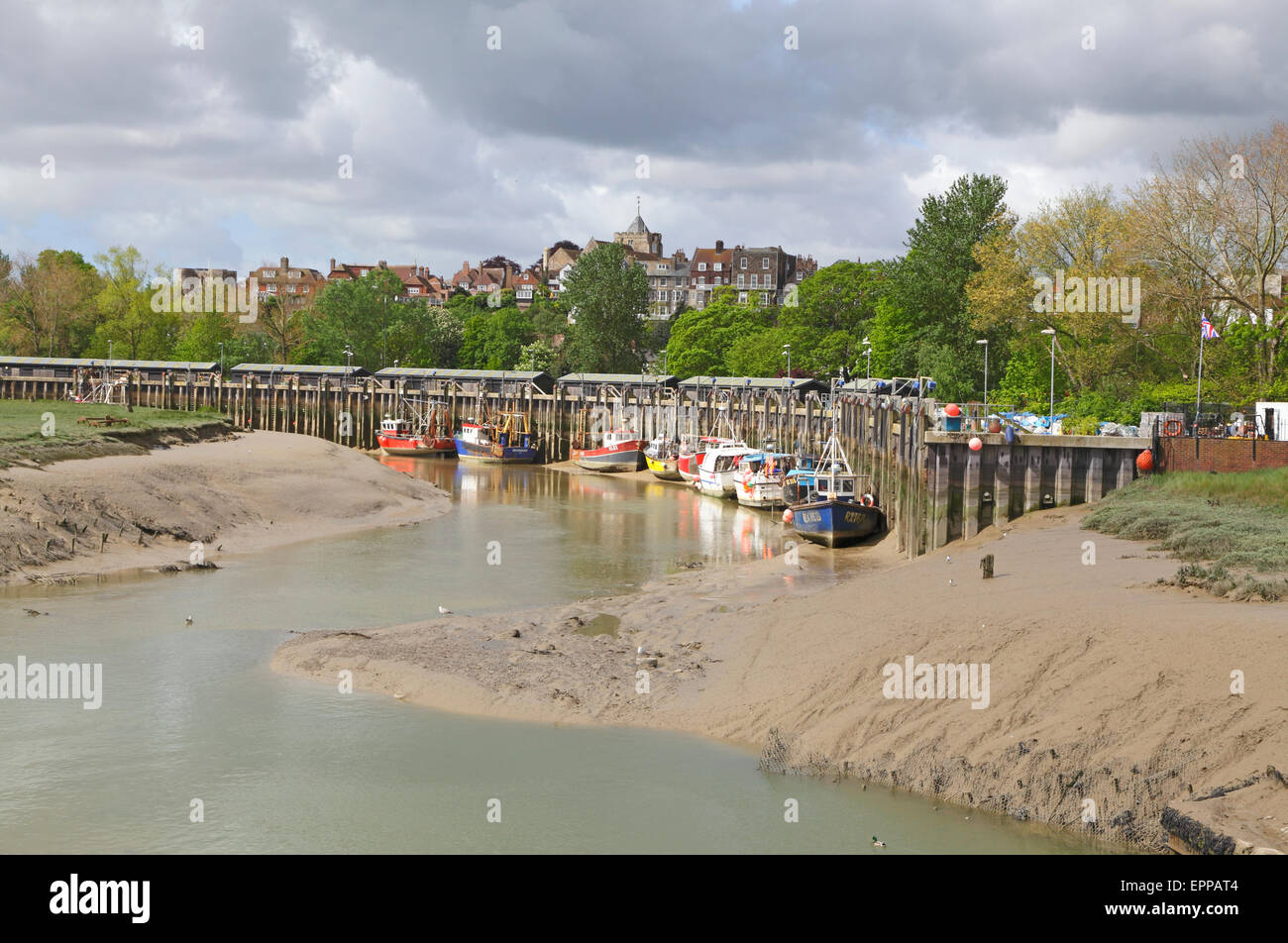 Fishing boats moored at Rye on the River Rother, East Sussex, England, UK Stock Photo