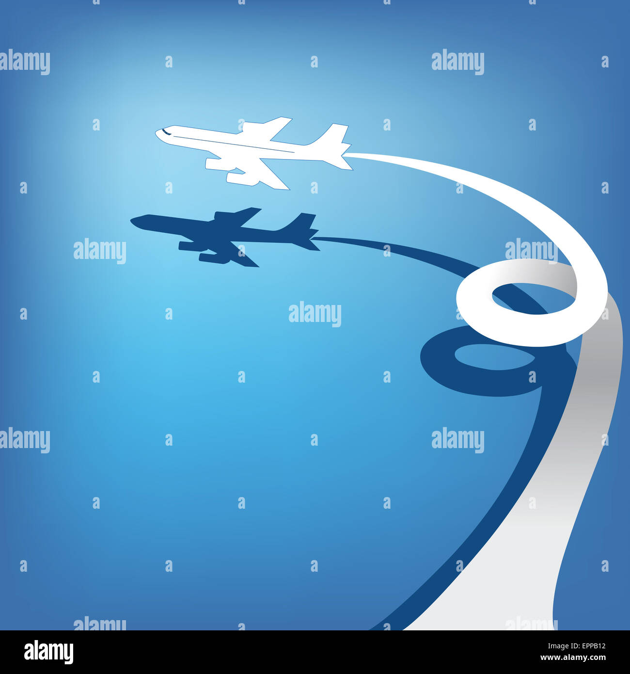 Airplane flies in sky Stock Photo - Alamy