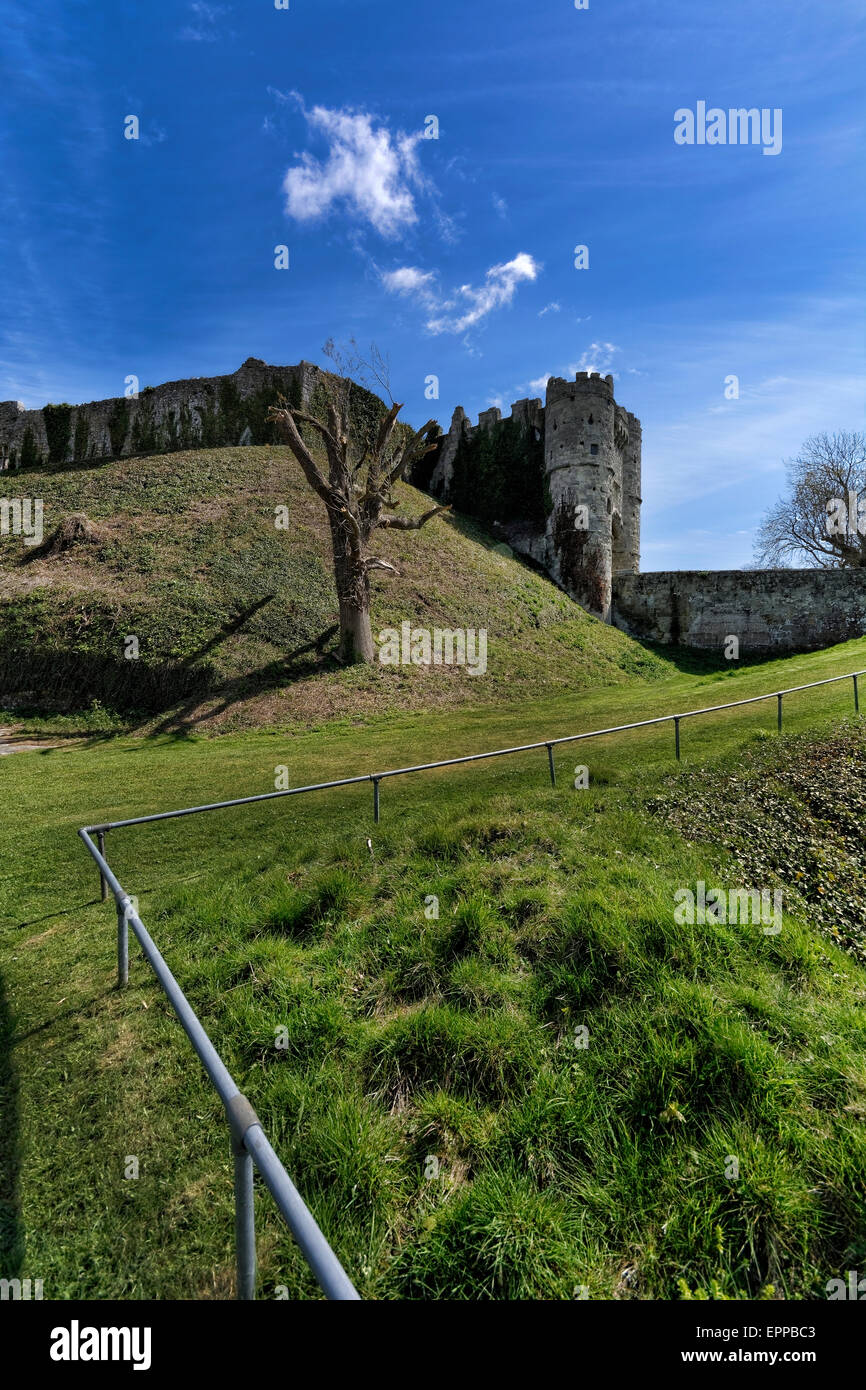 Carisbrooke Castle is a historic motte-and-bailey castle located in Carisbrooke, Isle of Wight, where Charles I was imprisoned. Stock Photo