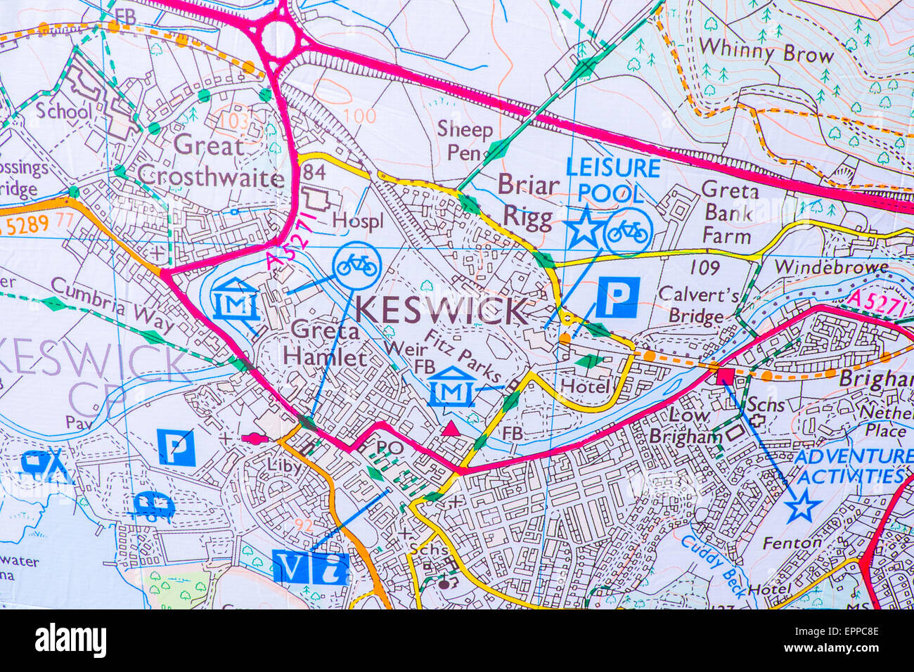 Map Of Keswick Area Street Map Of Keswick Stock Photo - Alamy
