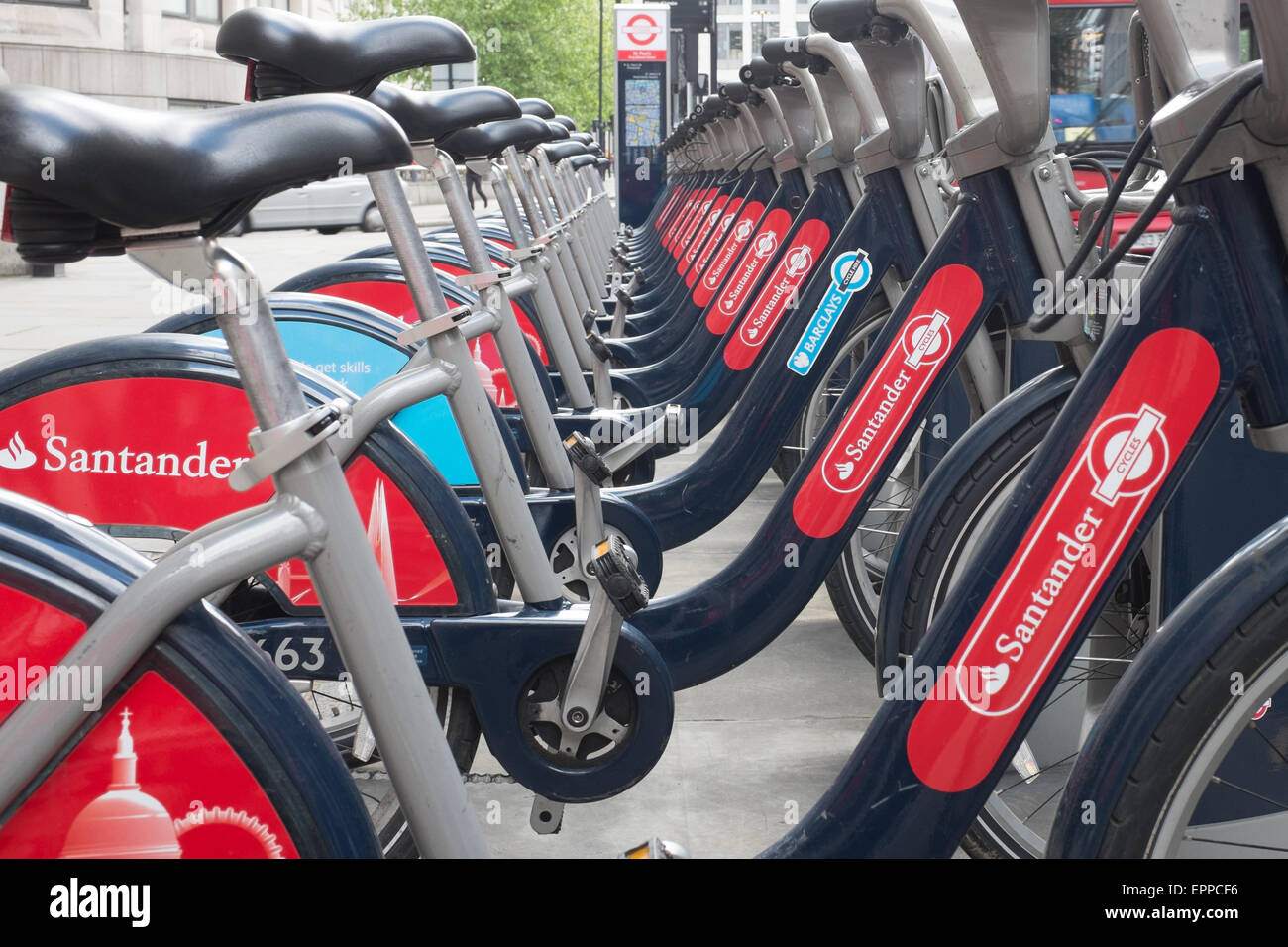 Santander Cycles is London's public bicycle hire scheme in London, also known as 'Boris Bike' Stock Photo