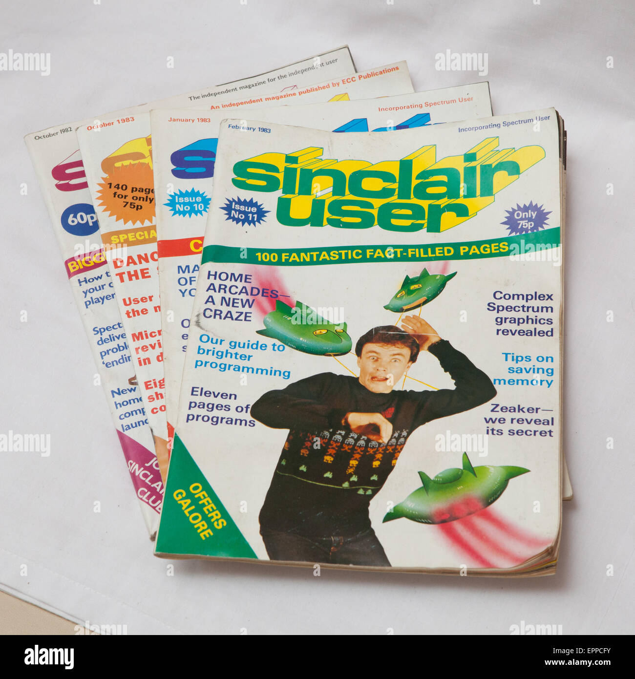 Pile of Sinclair User Magazines Stock Photo