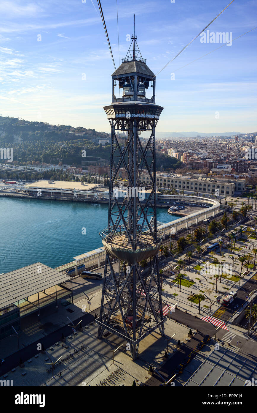 Montjuic Cable Car (Teleferic de Montjuic) in Barcelona, Spain Stock ...