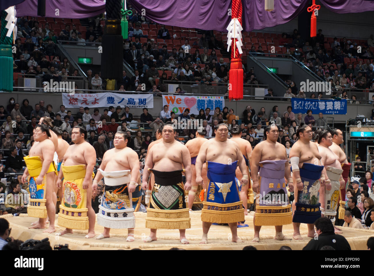 Sumo Players During The Osaka Basho Stock Photo Alamy