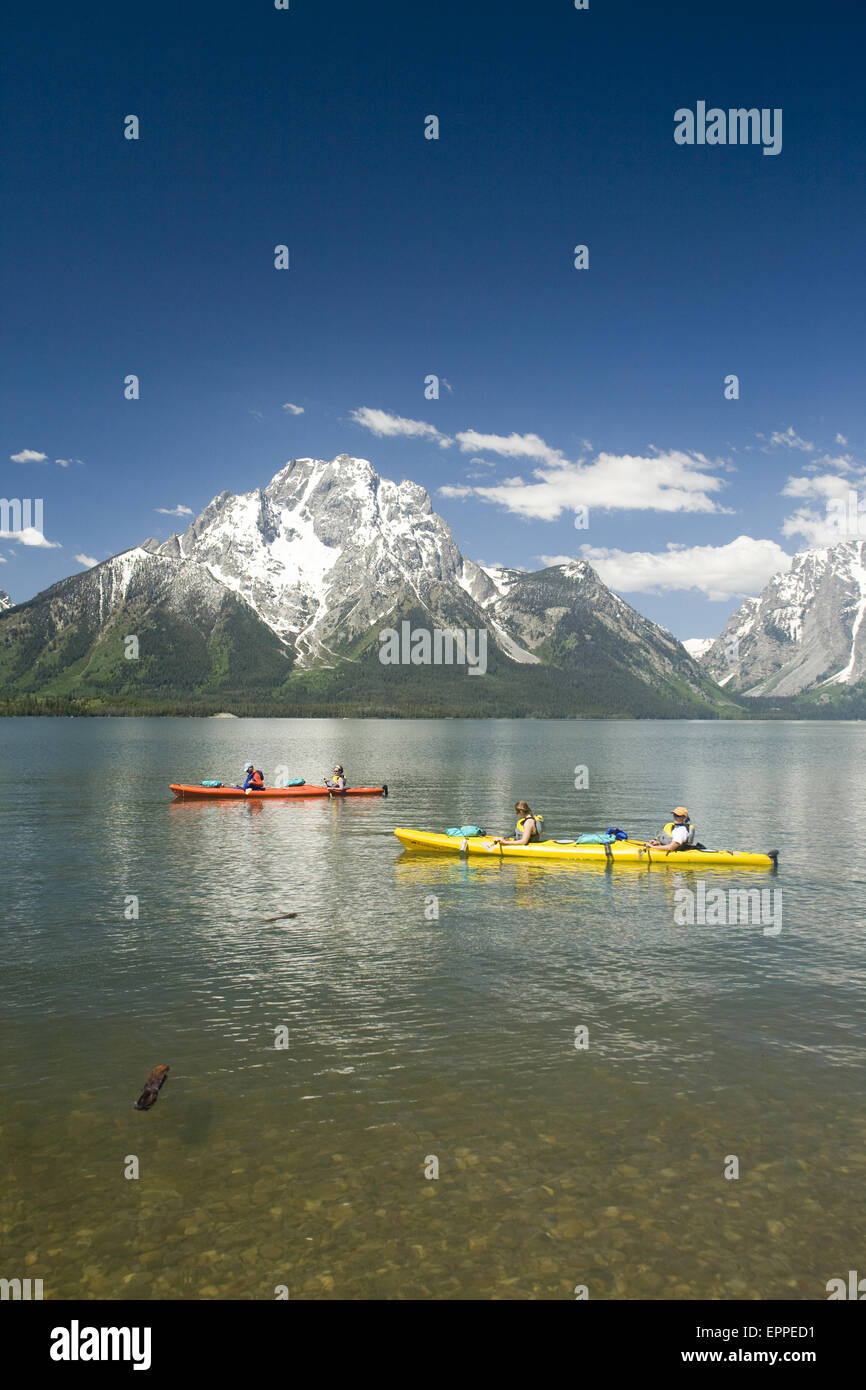 Kayaking on Jackson Lake. Grand Teton National Park, WY Stock Photo Alamy