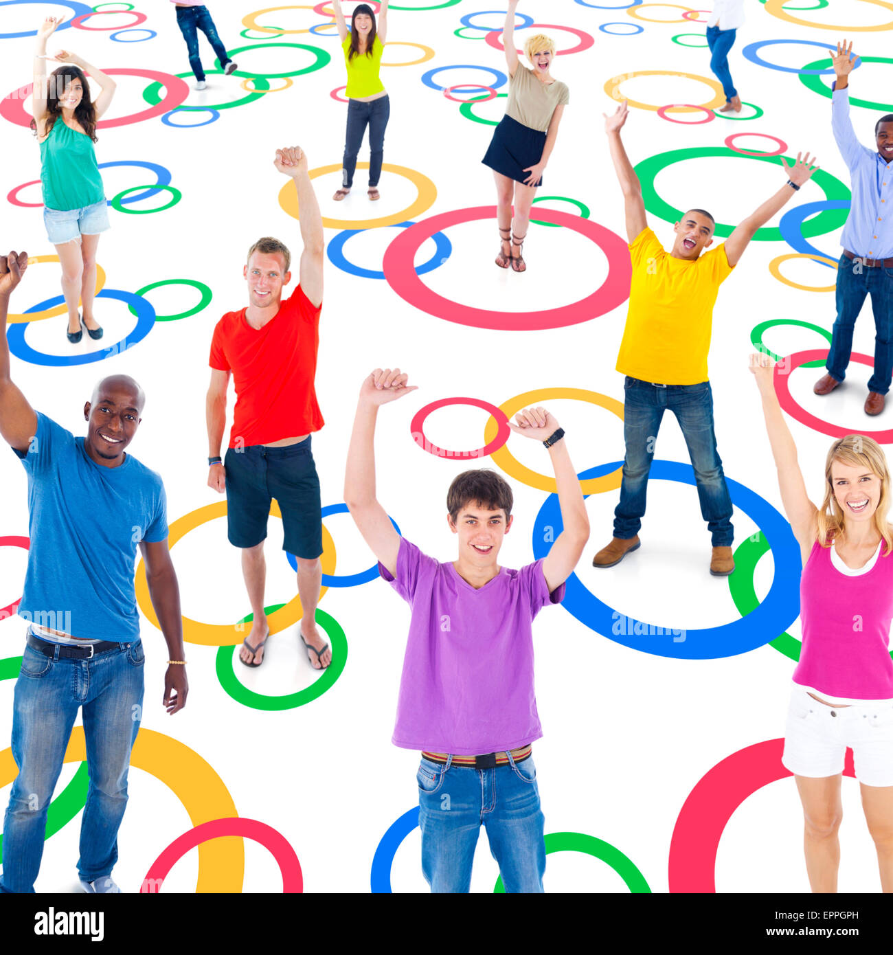 Group of multi-ethnic people celebrating success Stock Photo - Alamy