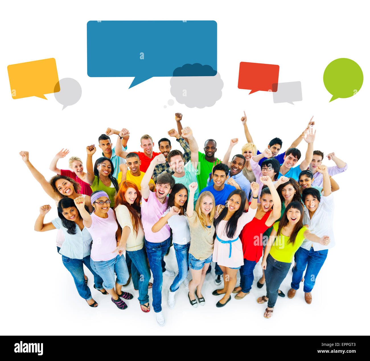 Cheerful group friends celebrating Cut Out Stock Images & Pictures Alamy