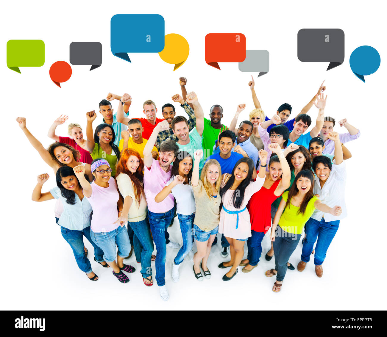 Large Group of People Celebrating Stock Photo