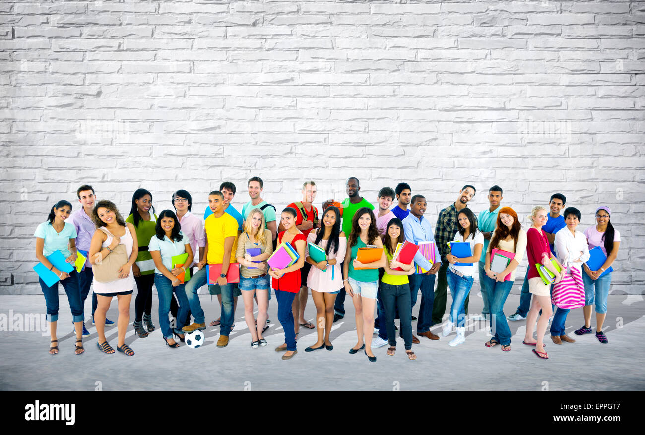 Group of mixed age and race students. Stock Photo