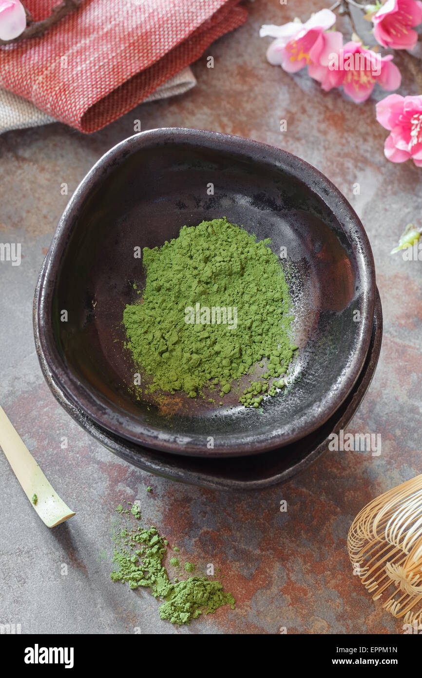 Matcha green tea .Still life with Japanese matcha accessories. Japanese