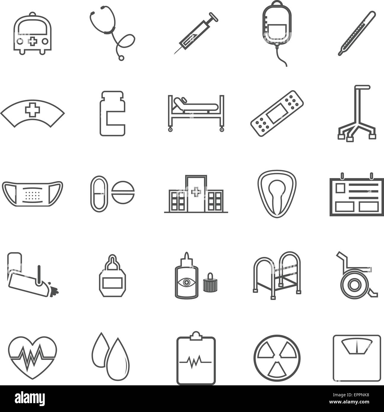 Hospital line icons on white background, stock vector Stock Vector ...