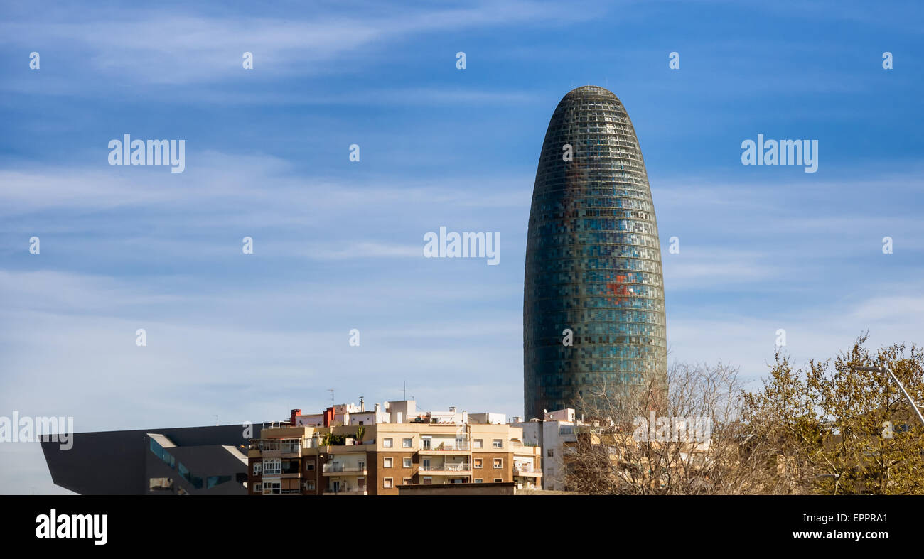 Torre Agbar and Technological District in Barcelona, Spain Stock Photo