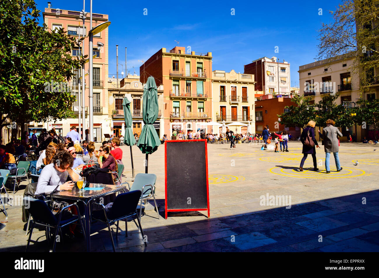Plaça del Sol. Gracia quarter. Barcelona, Catalonia, Spain Stock Photo ...