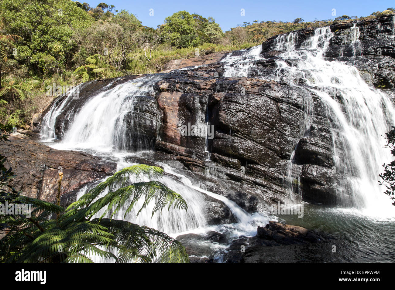 Horton Plains national park, Sri Lanka, Asia Baker's Falls waterfall ...