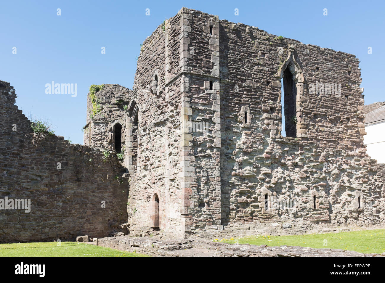 The ruins of Monmouth Castle, a grade 1 listed building and scheduled monument Stock Photo