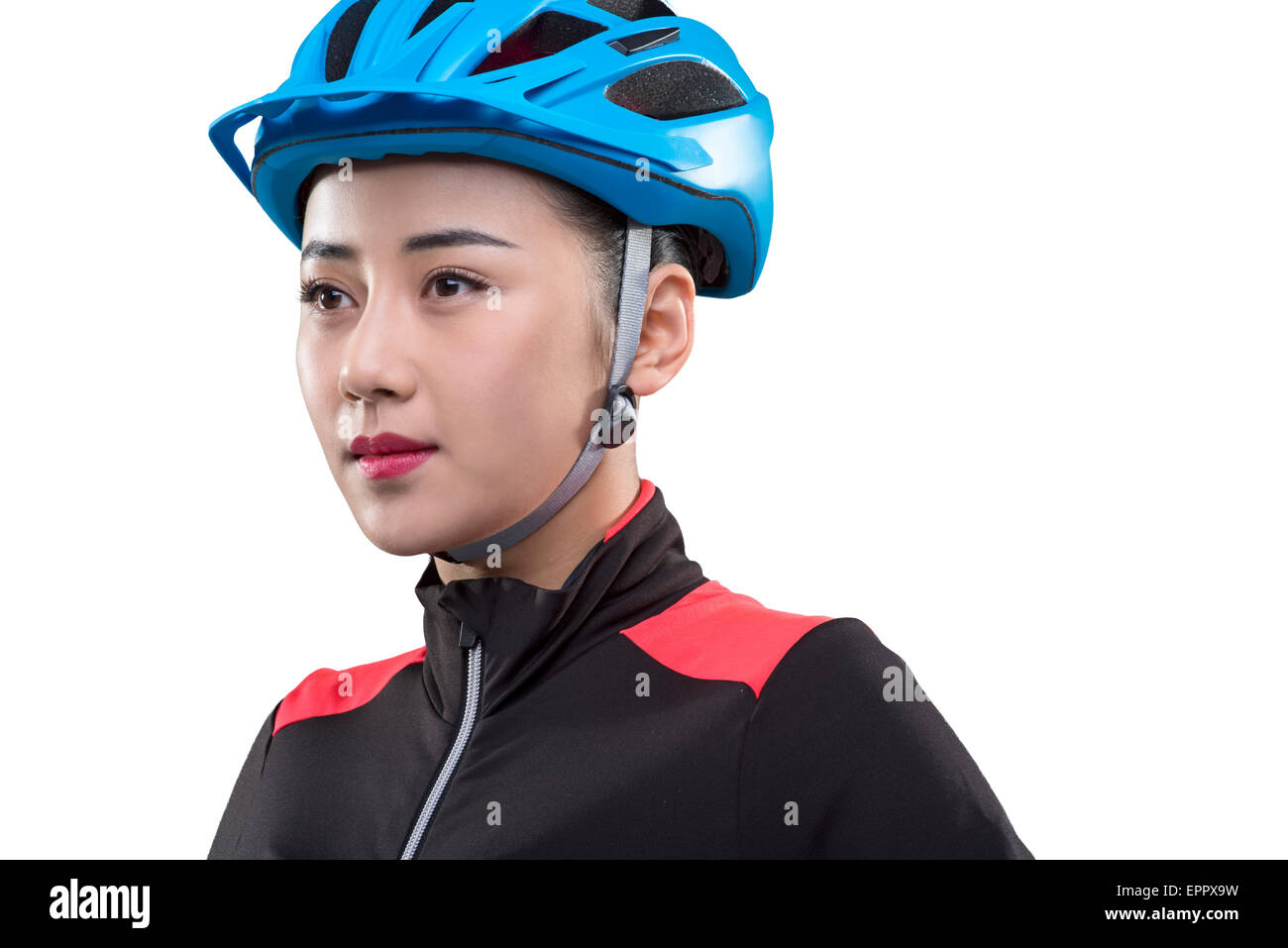 Portrait of young female cyclist Stock Photo Alamy