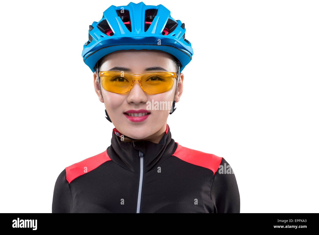 Young female cyclist with sunglasses Stock Photo Alamy