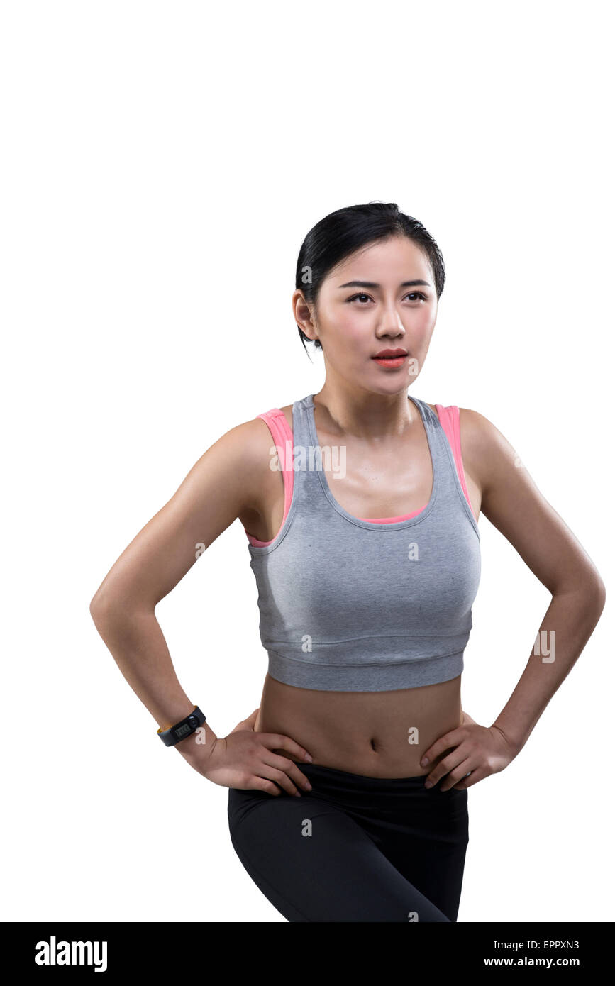 Young female athlete catching her breath after sport Stock Photo Alamy