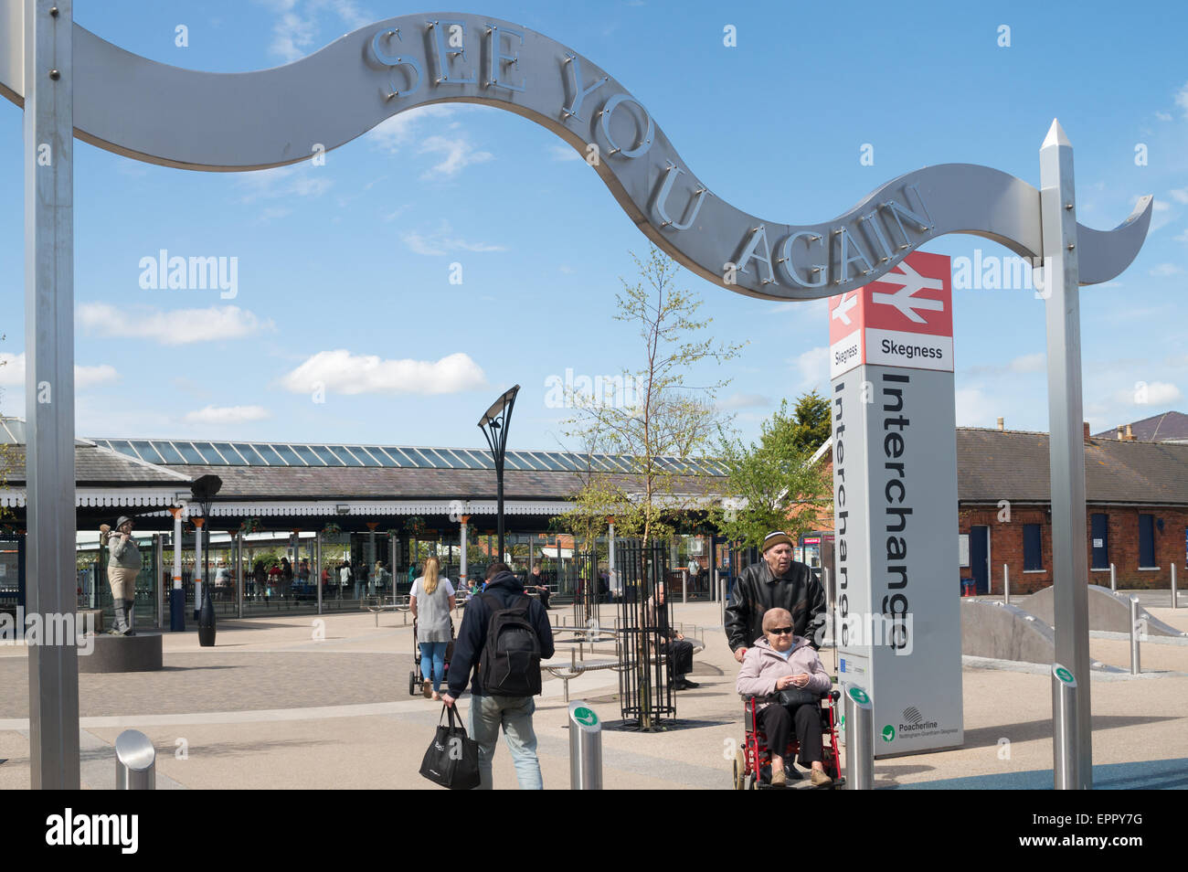 Entrance to Skegness rail station,  Lincolnshire, England, UK Stock Photo