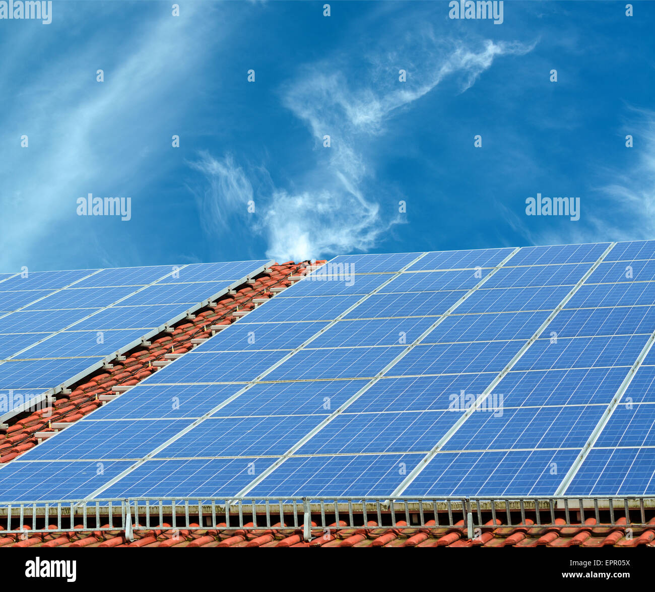 Solar panels on roof Stock Photo - Alamy