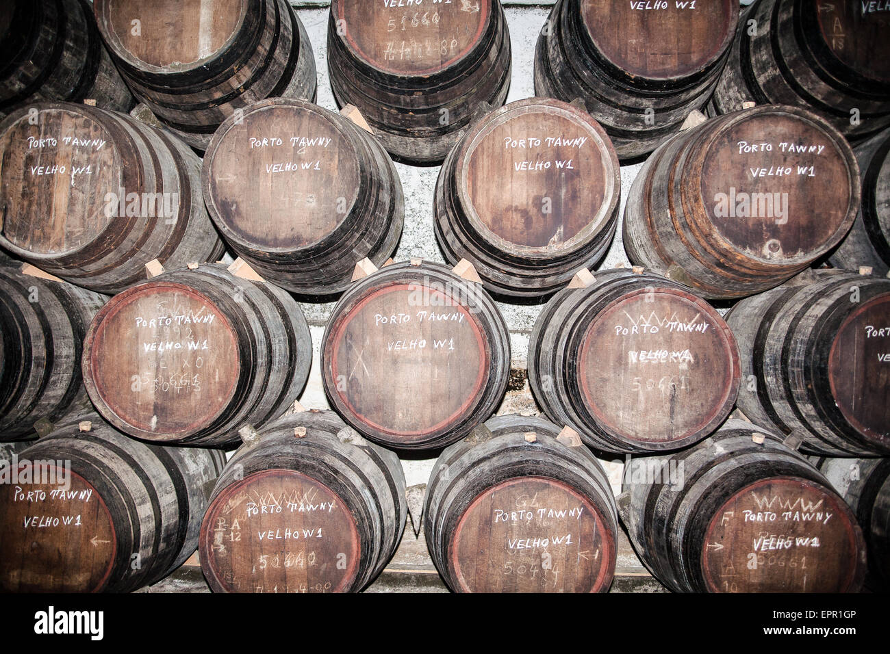 Barrels of the famous Port wine. Here at Ferreira wine cellar. The tour
