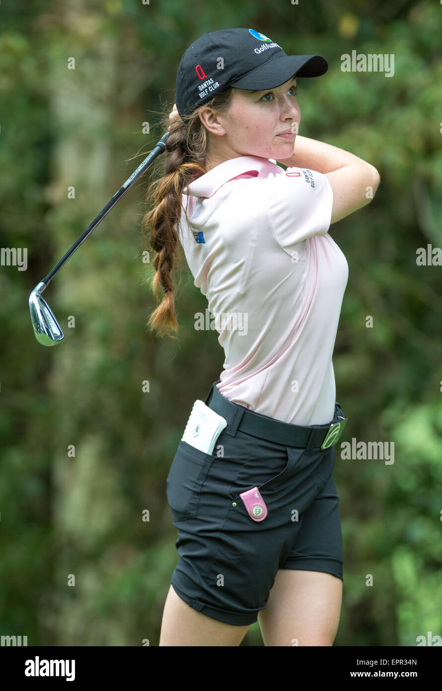 Hong Kong. May, 2015. Rebecca Kay from Queensland Australia on the 17th tee .2nd Round of the 37th Queen Sirikit Asia-Pacific Ladies golf tournament. Hong Kong Kong Golf Club New