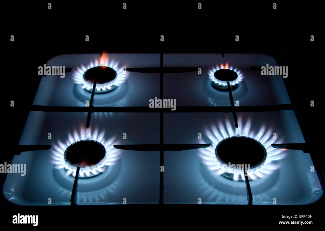 flames of gas stove Stock Photo Alamy