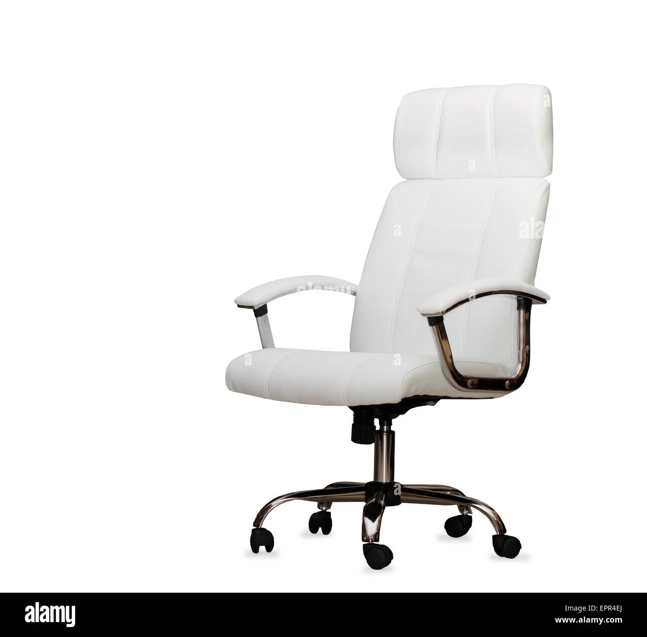 The office chair from white leather. Isolated Stock Photo Alamy