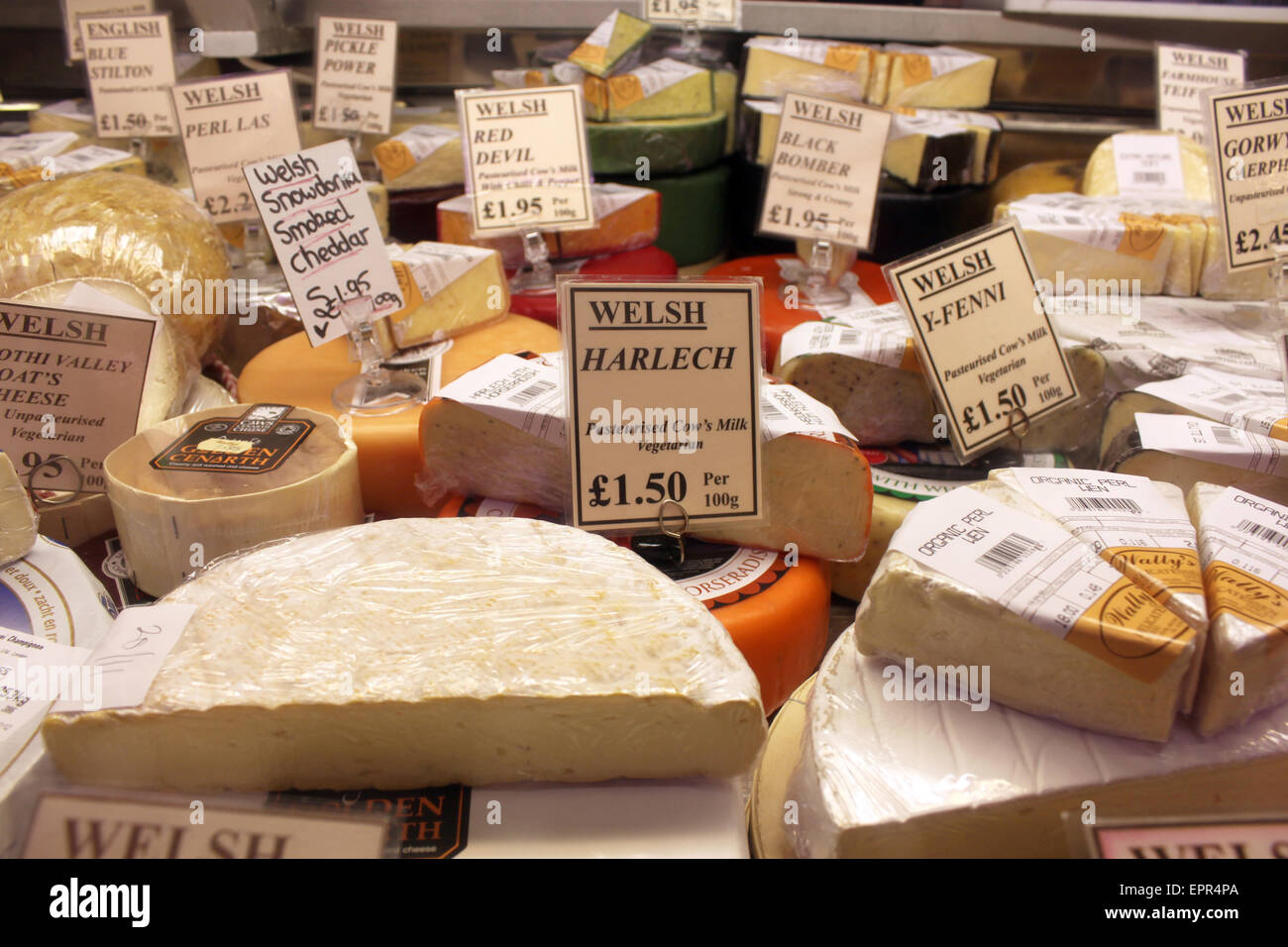 Welsh cheese in a deli in Cardiff Stock Photo Alamy