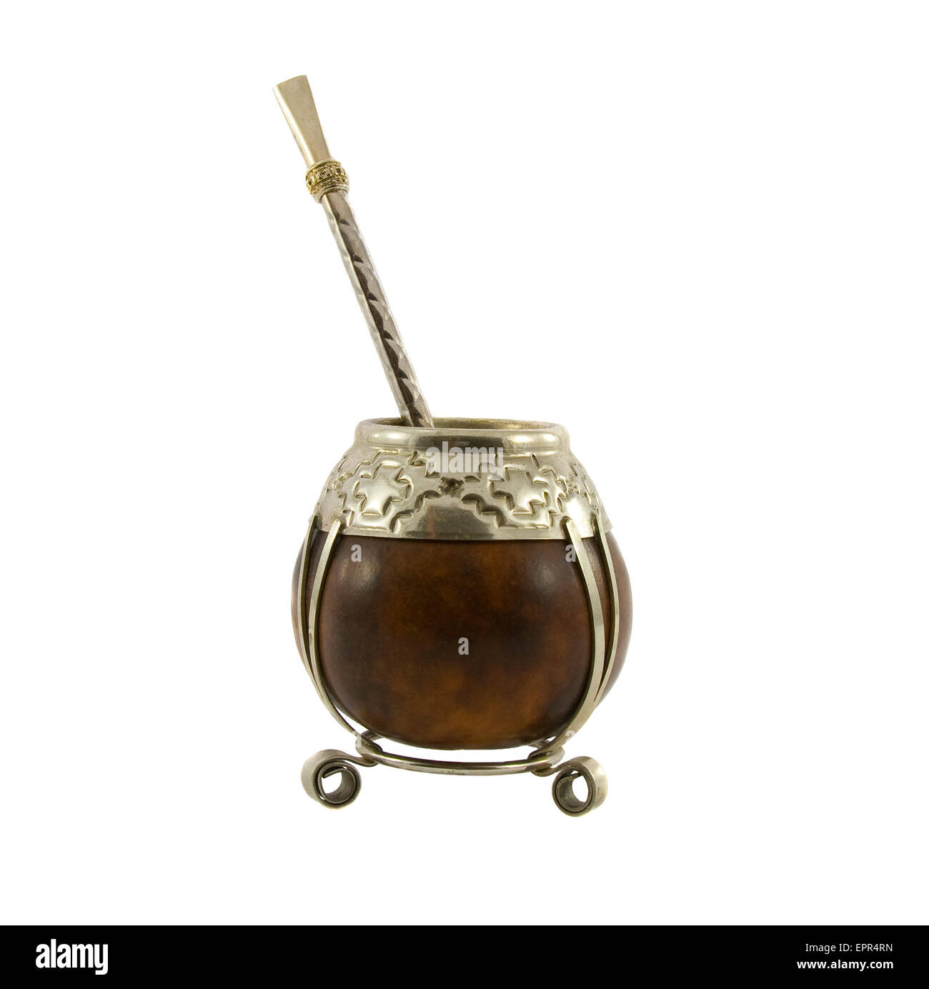 Argentinean Tea Yerba Mata C Calabash Cup Using A Metal Or Wood