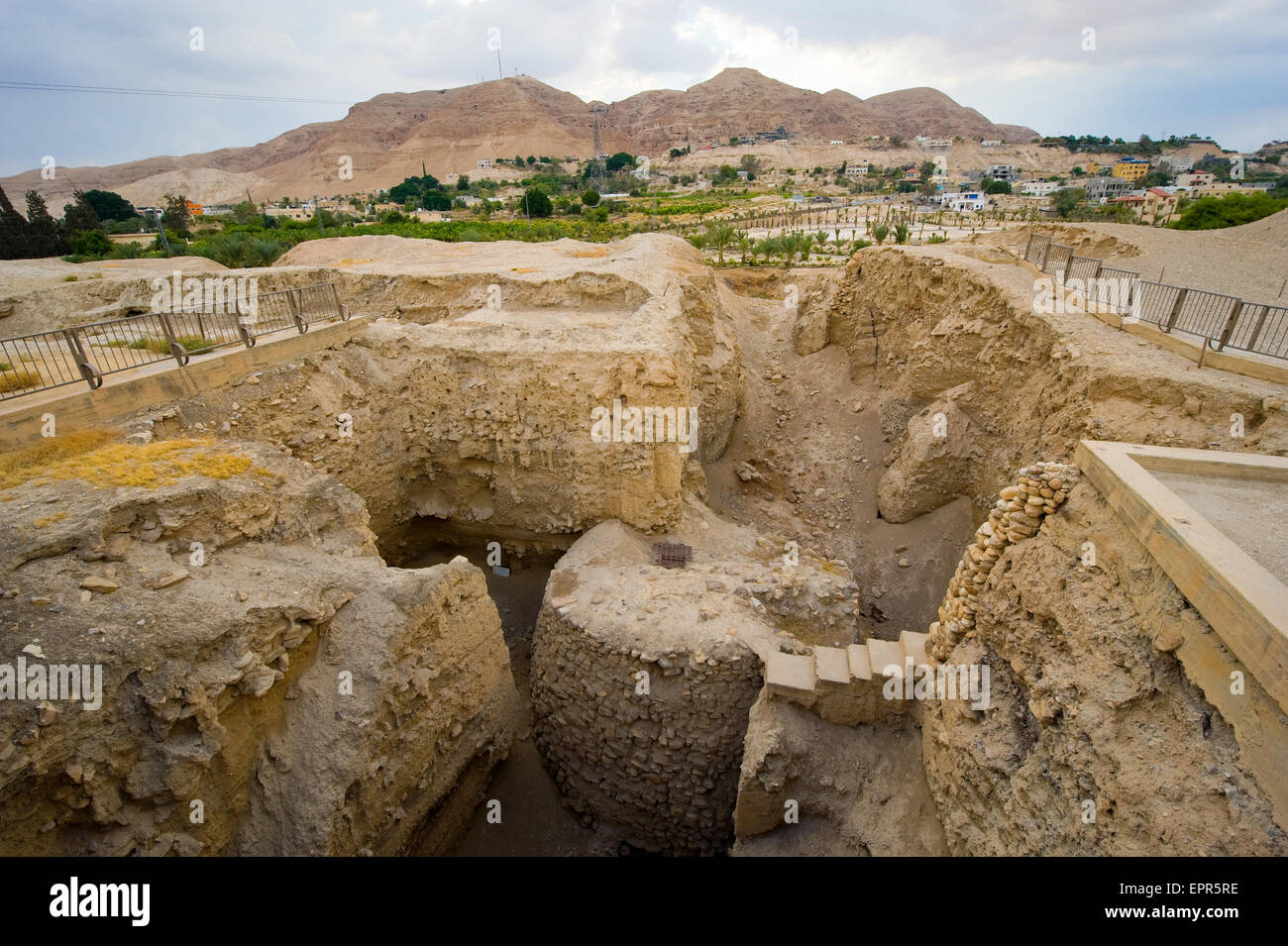 Old ruins and remains in Tell es-Sultan better known as Jericho the oldest  city in the world, with the mount of temptation on th Stock Photo - Alamy