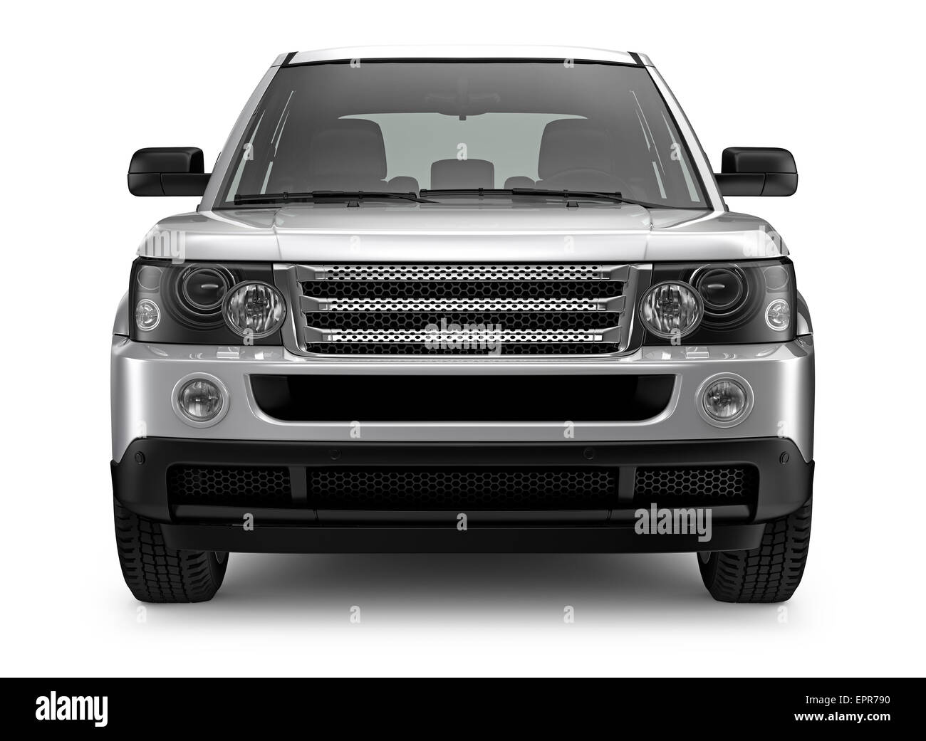 Silver Heavy SUV - front view Stock Photo