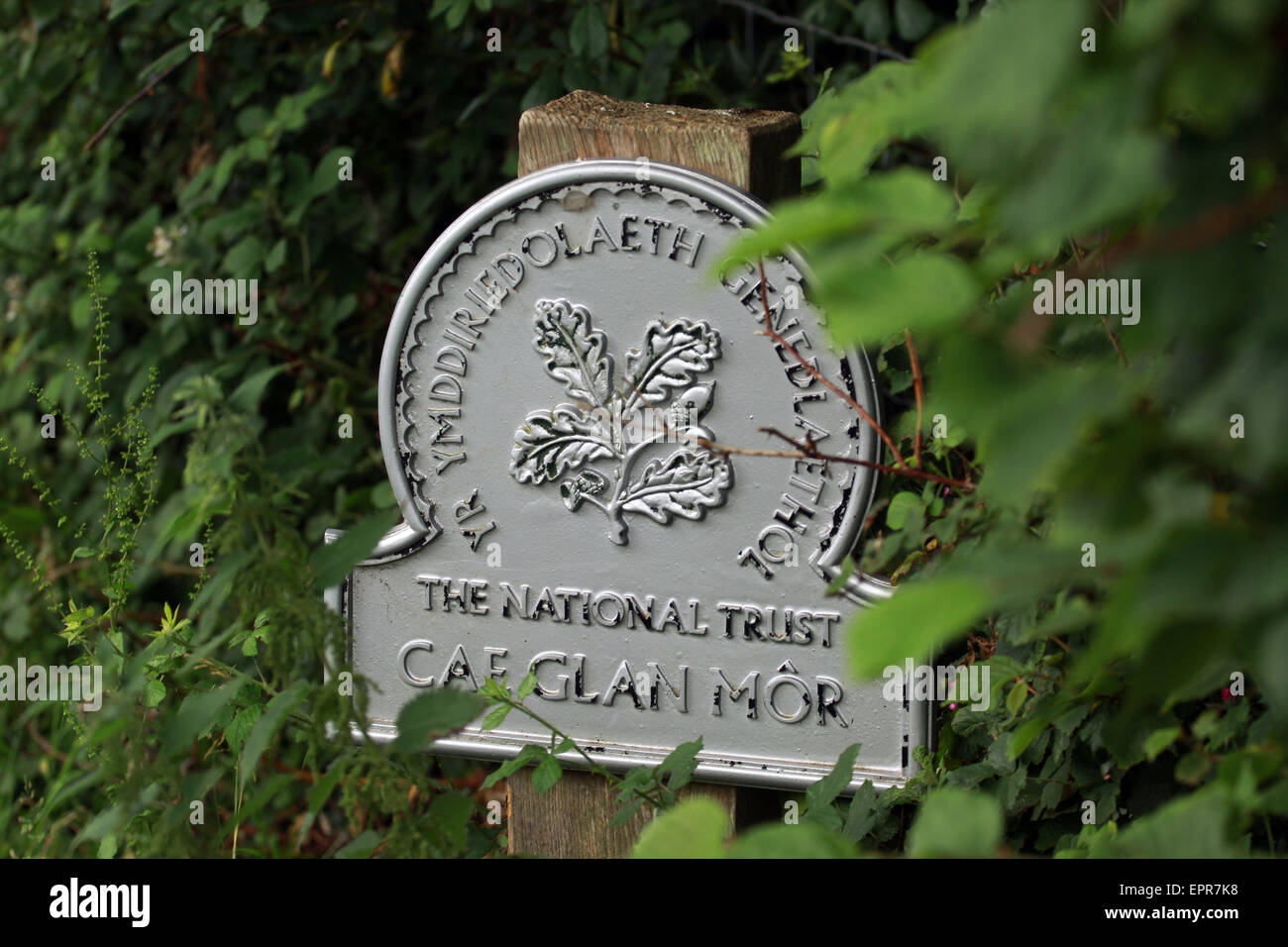 Sign for a National Trust footpath in Anglesea. Stock Photo