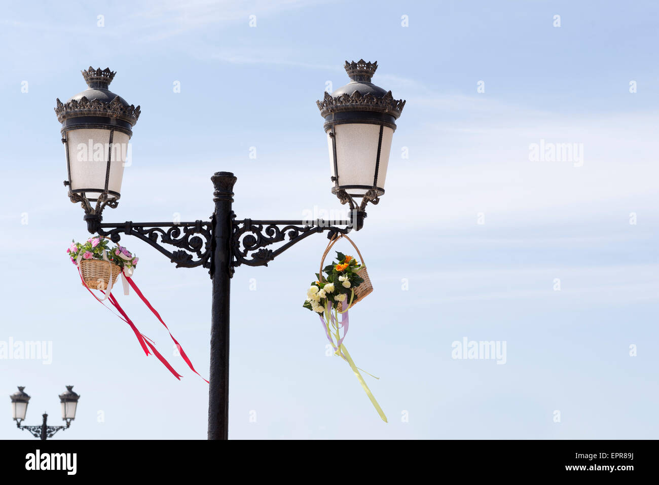 lamppost decorated with floral motifs Stock Photo