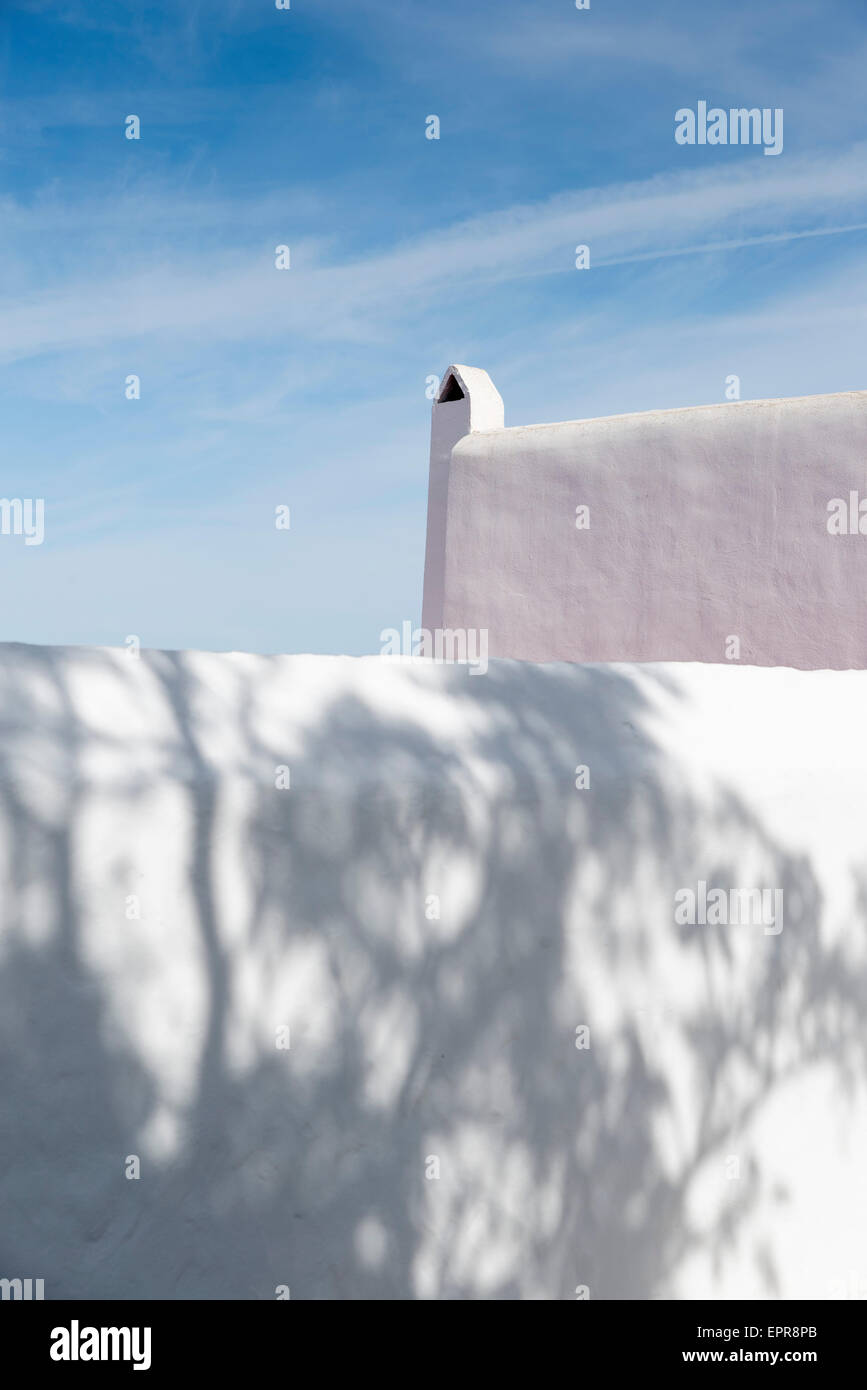 whitewashed wall in Ibiza Island Stock Photo