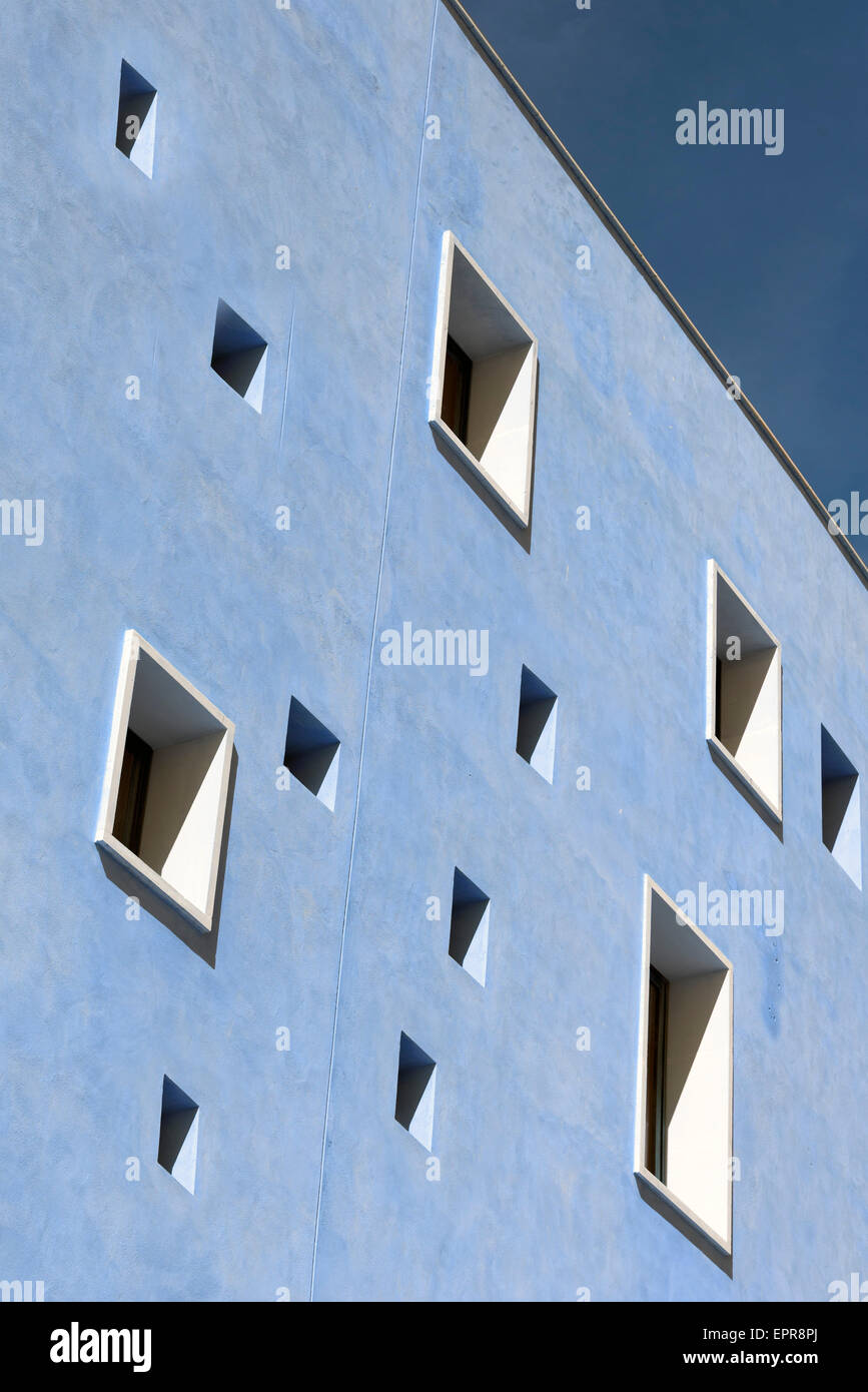 Blue architecture. The building is unrecognizable by altering the shape and color Stock Photo