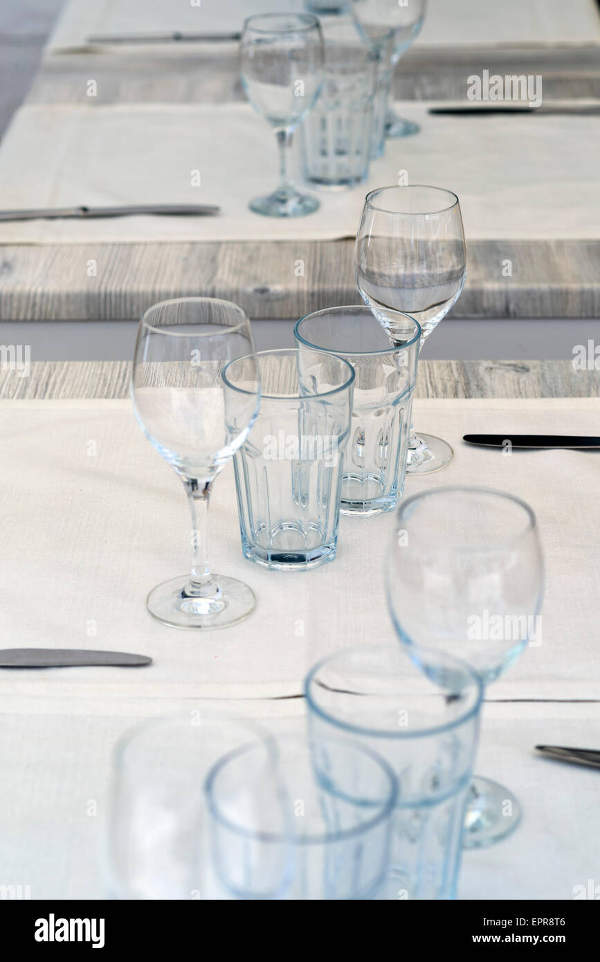 tableware at a restaurant on the street Stock Photo