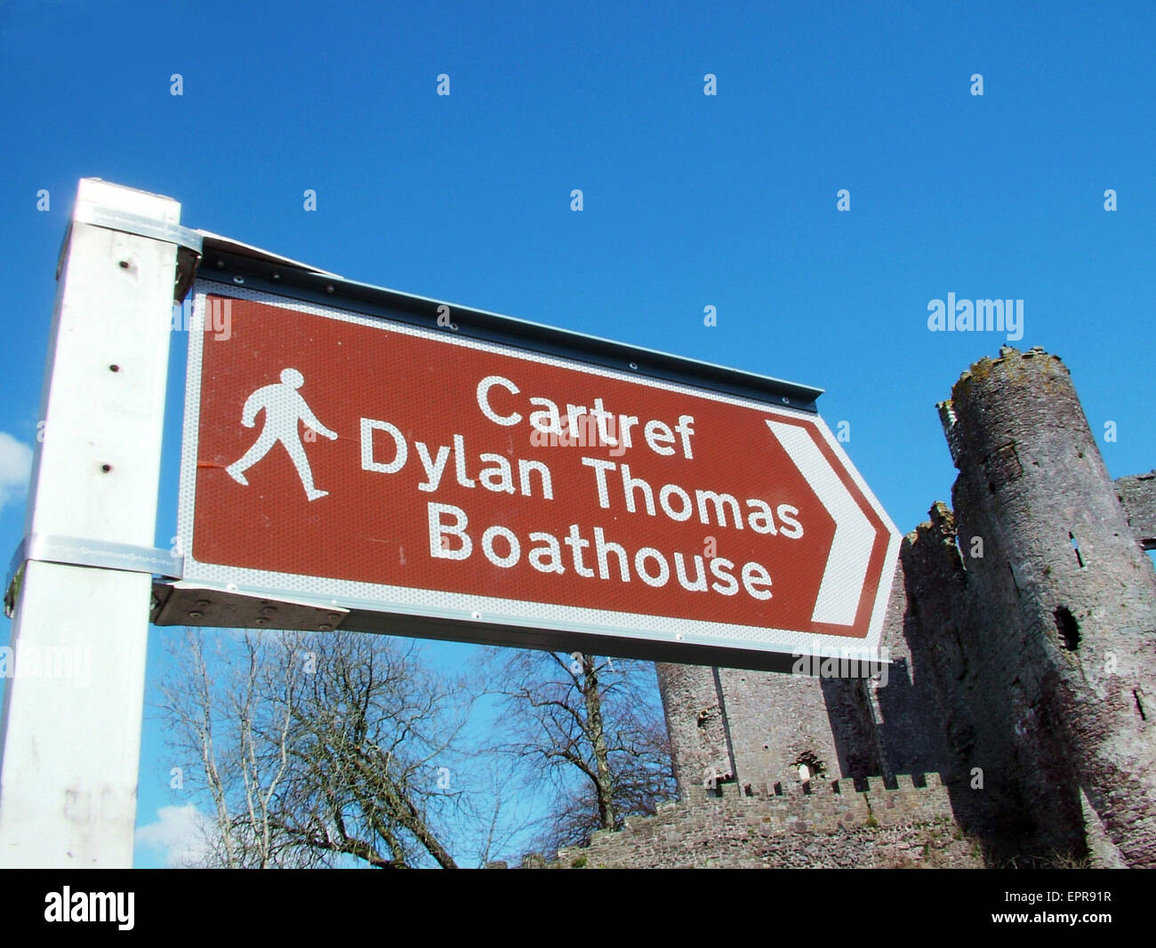 Sign to Dylan Thomas boat house Stock Photo