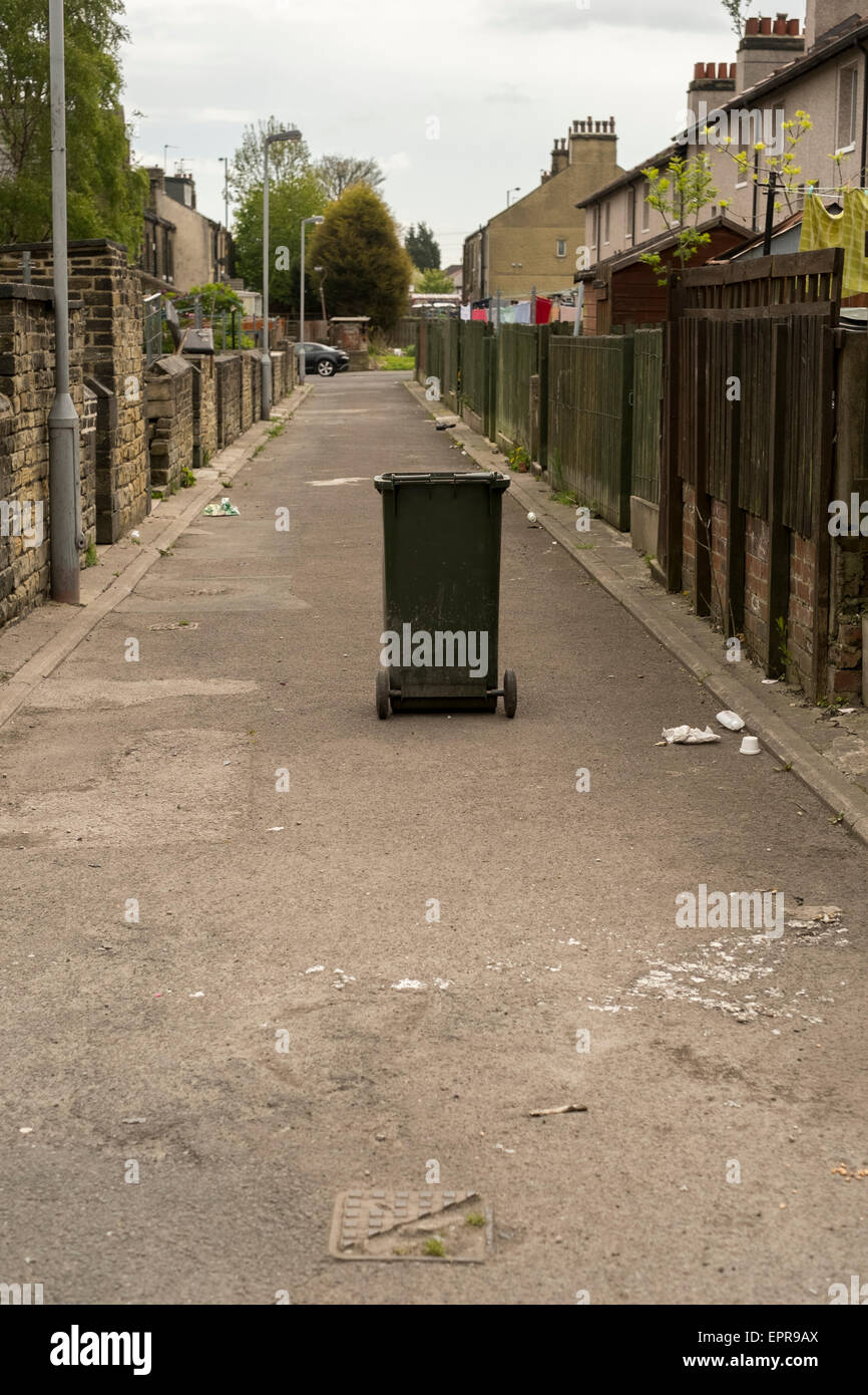 Wheelie Bin a eyesore in Bradford West Yorkshire Stock Photo Alamy