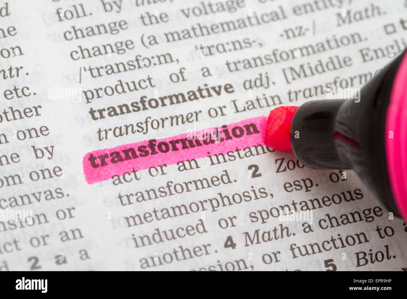 Dictionary Definition Of The Word Transformation Stock Photo