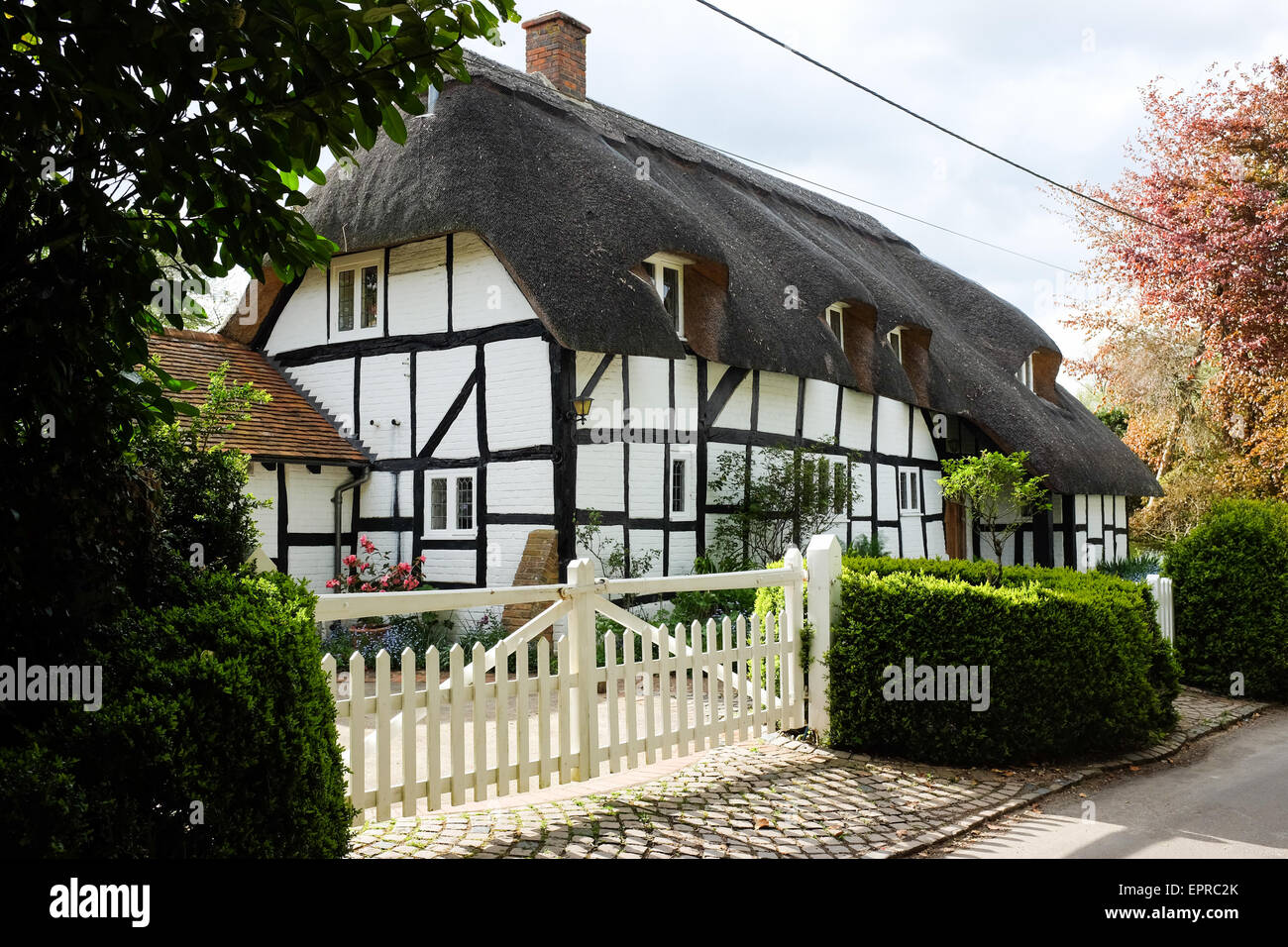 A cottage in the English village of Mapledurwell in Hampshire, England. Stock Photo